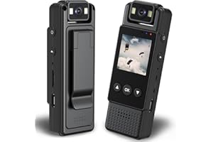 sakalaka HD1080P Wearable Mini Body Camera Video Camera 180° Rotating Lens Motion Detection Night Auxiliary Lights 6HR Battery Body Cam for Sports Personal Security Law Enforcement