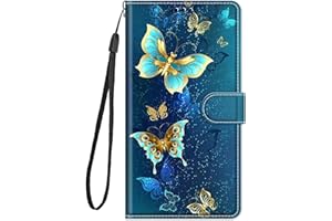 Bnvdfre for Motorola Moto E13 Case Flip Wallet Phone Case Shockproof PU Leather Card Holder Magnetic Stand Protector Cover for Motorola Moto E13, Green butterfly