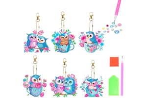 Starnearby DIY Diamond Painting Schlüsselanhänger Doppelseitig Diamant Malerei Schlüsselbund Anhänger Geschenke für Frauen Familie Festliche