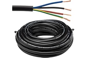 Urcianow Cavo 4x0,75 mm² Filo RVV 18 AWG 4 Cores Nero Cavo Elettrico Flessibile RVV di Prolunga da 10 Metri per Impianti Elettrici Conduttore in Rame Isolamento in PVC