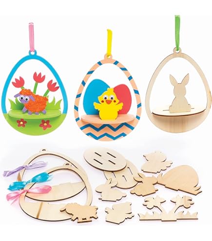 Kit Punto Croce Uova Di Pasqua - 10 Forme In Legno Con Filati Colorati Per Bambini - Foto 10