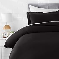 AmazonBasics Microfiber 2-Piece Quilt/Duvet/Comforter Cover Set - Single, Black - with pillow cover