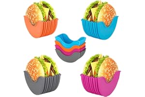 STROYAYO 4 Stück Burger Halter Silikon,Burger Holder Silikon,Burgerhalter zum Essen,Hamburger Halter,Silikon Burger Halter Wiederverwendbar Geeignet für Burgerliebhaber Erwachsene und Kinder