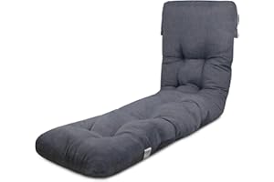 TIENDA EURASIA - Cojin Tumbona Exterior | 50% Algodón y 50% Poliéster | 180x50x12 cm | Material de la Funda Tela de Loneta | con Capucha de Fácil Sujeción | Cojín Acolchado (Gris Claro)