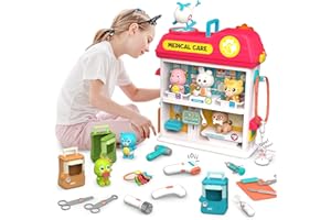 NaXew Pet Vet Toys Doctor Kit for Kids, Pet Care Playset Hospital Play Set Doctor Pretend Play Vet Clinic Pet Vet Grooming Toys Gifts for Girls Boys Toddler 3-8 Years Old