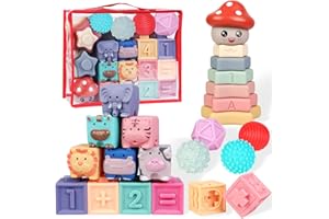 Quanquer Jouet Bebe 6 Mois, 23pcs Cube d'activité Bébé Montessori Bebe Eveil Jouet Dentition, Jeux Educatif pour Bebe Enfant 6 9 12 Mois 1 2 Ans Ans Garçon Fille
