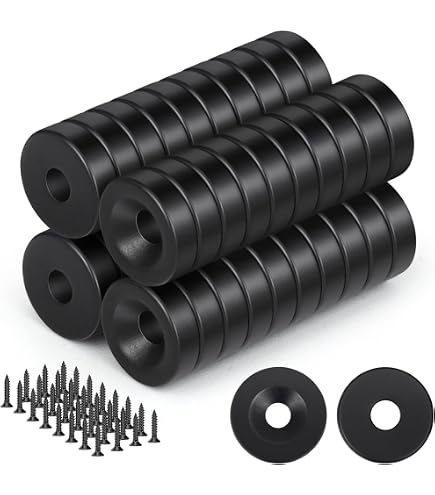 Mizikuu Neodymium Magneten Met Rubberen Mantel – 4 Stuks, 43 Mm, M6 Binnendraad, Trekkracht Tot 20 Kg, Voor Binnen En Buiten