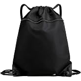 Black Sack Backpack 43 x 34 cm with Drawstring and Outdoor Zip for Sports | Roomy and lightweight, suitable for beach, swimmi