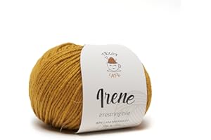 TRICOT CAFE' Tricot Cafè Irene - Gomitolo di Filato in Misto Lana Merinos Irrestringibile, Made in Italy - Ideale Lavori di Uncinetto e Ferri 3-4 - Morbidi Gomitoli 50g (125m)(1 pezzo - Giallo Senape 1295)
