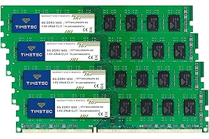 Timetec 32 Go KIT(4x8 Go) DDR3 1600 MHz (DDR3-1600) PC3-12800 (PC3-12800U) Non-ECC Unbuffered 1,5 V CL11 2Rx8 Double rangée 240 Broches UDIMM mémoire RAM (SDRAM)