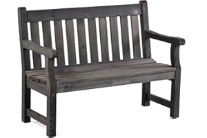 BrackenStyle Darwin 120cm 2 Seat Wooden Garden Bench - Dip Treated Scandinavian Pine Timber Outdoor Patio (Dark Grey)