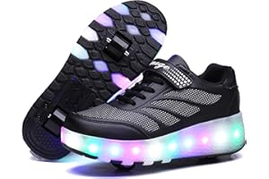 YongerYong Jungen Mädchen LED Blinkend Schuhe Mit Rollen Skate Automatisch Einziehbar Komfort Räder Blinkschuhe Skateboardschuhe Outdoor Sportschuhe