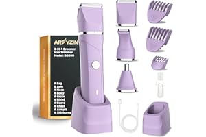 AREYZIN Bikini Trimmer Women Electric Shaver for Women Body Hair Trimmer Bikini Legs Pubic Hair Bikini Trimmer for Women, Nose Trimmer for Women, Ceramic Blades IPX7 Washable Head,Wet and Dry Use Purple