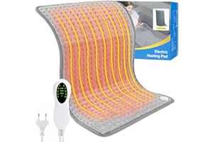 LONGZHUO Termoforo Elettrico,50 * 100cm Scaldaletto singolo, Cuscino riscaldante con 10 impostazioni di temperatura e 3 funzioni timer, cuscinetto termico per schiena, collo, spalle e pancia, morbida flanella