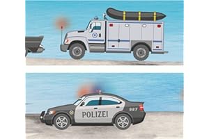‎SUNNYWALL Sunnywall Polizei Bordüre selbstklebend Kindermotive Wandbordüre | Motivauswahl | Kinderzimmer 400 cm x 12 cm