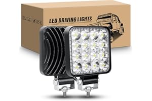 RIGIDON 2 Pcs cuadrado faros trabajo led, 3.3 pulgadas 48W Mini focos de coche led, 12V 24V luz de niebla Spot lámparas de conducción impermeable para Moto ATV SUV Tractor Camión Barco