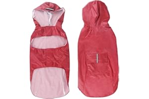 Idepet Płaszcz przeciwdeszczowy dla psa z kapturem z otworem na kołnierz, wodoodporne ponczo przeciwdeszczowe dla psa, odblaskowa kurtka przeciwdeszczowa dla psa, wiatroszczelne bluzy z kapturem dla