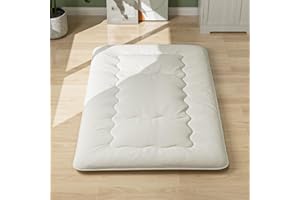 COSTWAY Japanese Floor Mattress, Thicken Futon Mattress Tatami Mat Sleeping Pad with Carry Bag, 10cm Foldable Roll Up Mattress for Lounger Bed Dorm Camping, Machine Washable (Beige, Small Double)
