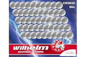 Wilhelm - 50 pile a bottone al litio 3 V CR2032