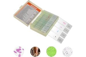 HUAREW 30 Vetrini per Microscopio Preparati，Campioni di Biologia Professionale Piante, Insetti, Cellule, Tessuti Umani per Bambini, Studenti e Scuola a Casa
