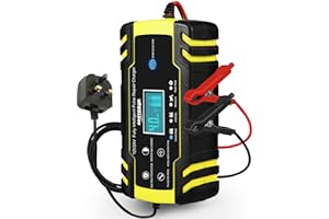 HAUSPROFI 12V/24V 8Amp Automatic Battery Charger with 3-Stage Charging, 6 Modes, LCD Screen, Intelligent Charging, Repairs, Maintains Car, Motorcycle, Boat, Mower Battery