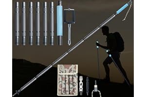 DeeprBling Kijki trekkingowe ze świecącym uchwytem, 140 cm, regulowane kijki do Nordic Walking z uchwytem na telefon, zdejmowane, aluminiowe kijki trekkingowe do wędrówek, dla kobiet i mężczyzn