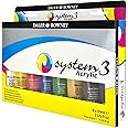 Daler-Rowney System3 59ml Acrylic Paint Selection Set, 8 x Assorted Vibrant Colours, Multi-Surface, Ideal for Professional Artists & Students