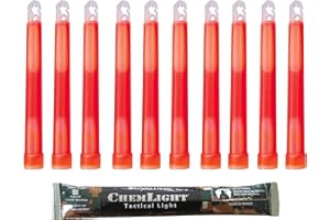 Cyalume – Barra luminosa roja militar ChemLight Lightsticks 15 cm, muy luminosa con duración de 12 horas (caja de 20)
