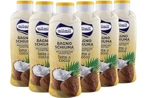 Milmil Bagno Schiuma, Fragranza Latte di Cocco, Dermatologicamente Testato PH Fisiologico - 6 x 1000 ML