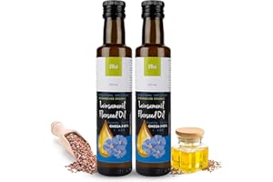 Elixi Ekologisk Kallpressad Linfröolja 2 x 250 ml (500 ml), Växtbaserad Omega-3 Olja med 59% ALA, Vegansk från Finland, i Gla