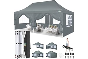 COBIZI Faltpavillon 3X6m Wasserdicht Stabil Pavillon 3x6m, Partyzelt Faltbar Anti-UV mit 6 Seitenwänden, Gartenpavillon für Hochzeiten, Freien, Garten
