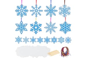 MONCAP 48Pcs Snowflake Scratch Art Christmas Snowflake Blue Magic Sratch Paper Card with Wooden Stylus for Kids Children Students Classroom DIY Arts and Crafts Decor