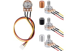 ALLECIN WH148 10K Linear Taper Rotary Potentiometer 3Pin Variable Resistor B10K Potentiometers 10K Ohm with XH2.54-3P Connector Wire Cable and Knob Cover Cap (Pack of 3pcs)