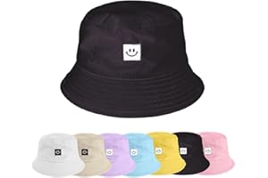 UMIPUBO Cappello Pescatore Pieghevole Bucket Hat Cotone Donna Uomo, Protezione del Sole Cappelli Faccia Sorridente Cappellino 56-58cm
