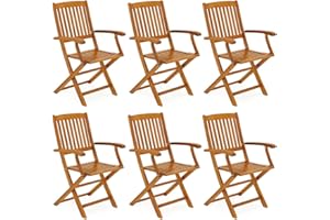 CASARIA 6X Sillas de Jardín Plegables Boston 58x52x91 Madera de Acacia Asientos Muebles de Exterior