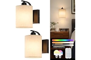 CANEOE Battery Wall Light Wireless Set of 2, Rechargeable Wall Lights with 5000mAh Dimmable Detachable Charging Bulbs and Remote,3 Color Temperature Wireless Wall Light for Living Room Bedroom Hallway(Black)