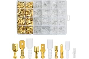 GODNEEI Kit di Capicorda Elettrici a Forcella Faston - 600 Pezzi con Connettori Maschio e Femmina (Faston Femmina) da 2,8/4,8/6,3 mm e Guaine Isolanti