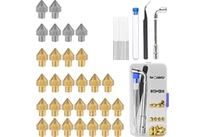 Sudnsadaks 30 Pcs Boquillas Impresora 3D Latón, 0,4 mm, 0,2 mm, 0,6 mm Hotend Inoxidable Compatible Creality Ender 3 V2 /Ender 3/Ender 3 Pro/Ender 3 Max/Ender 5 Pro/Ender 3 S1/Ender 3 Neo/Cr 10 Serie