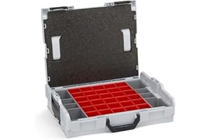 Pudełko do sortowania małe śruby | L-BOXX 102 (szare) z zestawem pojemników A3 | profesjonalna walizka na narzędzia w zestawie skrzynka asortymentowa wkłady
