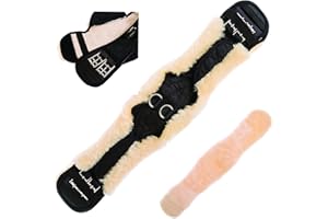 Merauno® Lambswool Contour Strap with Removable Lambskin Cover, Short Dressage Girth Made of Quality Merino Lambswool, Special Anatomically Concave Shape for Better Slip Resistance Colour: Natural, Black