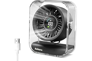 Dreamhigh® Ventilador Portatil USB, Ventilador Pequeño con Pantalla LED, 6 Velocidades, Mini Fans Silencioso(15dB) para Oficina, Hogar y Mesa, Gris (Alimentado por USB)