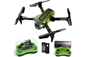 AVIALOGIC Q10C Mini Drone with 720P HD Camera for Kids and Adults, Foldable FPV RC Quarcopter Toys Gifts for Boys Girls, 2 IN 1 Storage Controller with LED Light, 2 Batteries Long Flight Time - Green