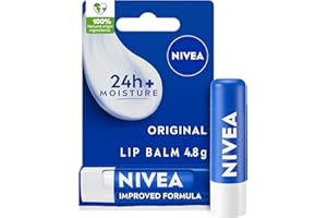 NIVEA Lip Balm Original Care (4.8g) Lip Balm Deeply Hydrates Lips for 24h+, with 100% Natural Origin Ingredients, Shea Butter, and Vitamins, Lip Care