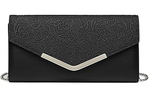 Miss Lulu Pochettes et Clutches de Femme - en Enveloppante Dentelle Florale - Sac à bandoulière avec chaîne - Pochette a main en mode - Cadeau pour les Filles Fête Mariage Soirée Ceremonie