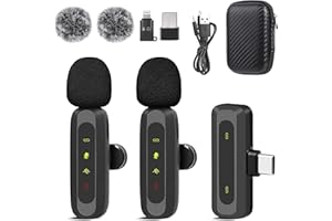 BOMICLSS Wireless Lavalier Microphone for iPhone, iPad, Android, Microphone for Video Recording - 2 Pack iPhone Mic Noise Reduction Lapel Mic for Video Recording, Tiktok, Youtube, Vlog Podcast Content Creator