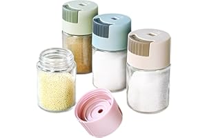 WSAMJIN Shaker per Spezie, Set di 4 Barattoli In Vetro per Spezie Barattoli per Spezie con Dosatori Shaker per Sale E Pepe Dosaggio Preciso da 0,5 G per Cucina, Campeggio, Ristorante