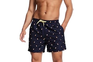 AMZSPORT Badehose Herren Wasserabweisend Badeshorts Schwimmhose mit Mesh-Futter und Taschen