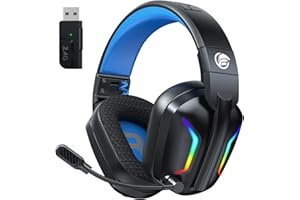 Fachixy FC-300 Gaming Headset mit Mikrofon, 2,4G Wireless Headset für PS5, PS4, PC, Switch, Mac, Surround Sound Faltbarer Bluetooth Gaming Kopfhörer kabellos mit LED Licht, Über 50H+ Akkulaufzeit