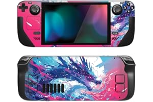 PlayVital Full Set Protective Skin Decal for Steam Deck LCD, Custom Stickers Vinyl Decal Film Faceplates Adhesive Film for Steam Deck OLED Handheld Gaming PC - Neon Dragon Rider