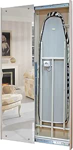 Spiegel / Bügelbrett mit Schiebetür, Farbe helle Eiche, Maße B500 x